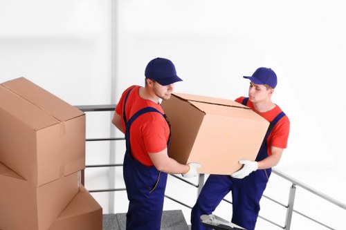 Checklist and labelled boxes for a commercial move in Honor Oak