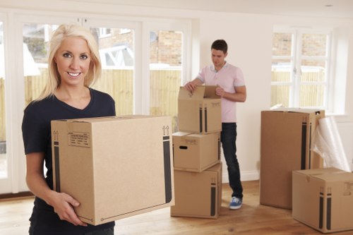Removal van and moving boxes for a house move in Honor Oak