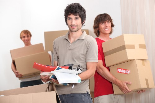 Packed moving boxes and furniture for a local Honor Oak move