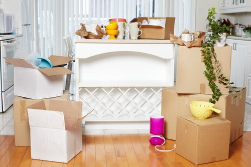 Packed household items ready for transport during Honor Oak removals