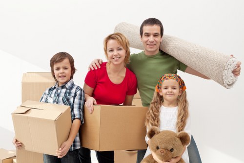 Boxes and household items prepared for a Honor Oak van move
