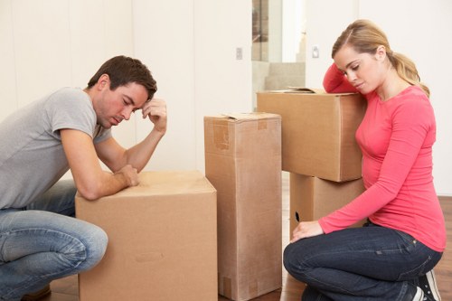 Office movers working carefully in a local Honor Oak building